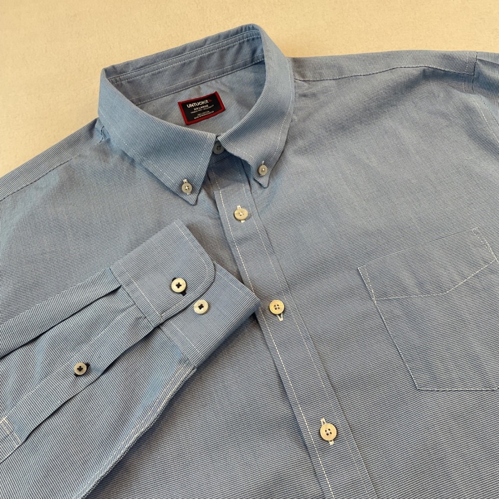 Untuckit Shirt Mens XX-Large Blue Long Sleeve Button Down Wrinkle Free Relaxed